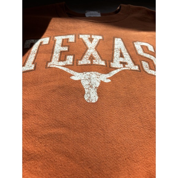 Champion Mens Y2K Texas Longhorns Reverse Weave Sweatshirt XL Distressed Orange - Picture 5 of 10